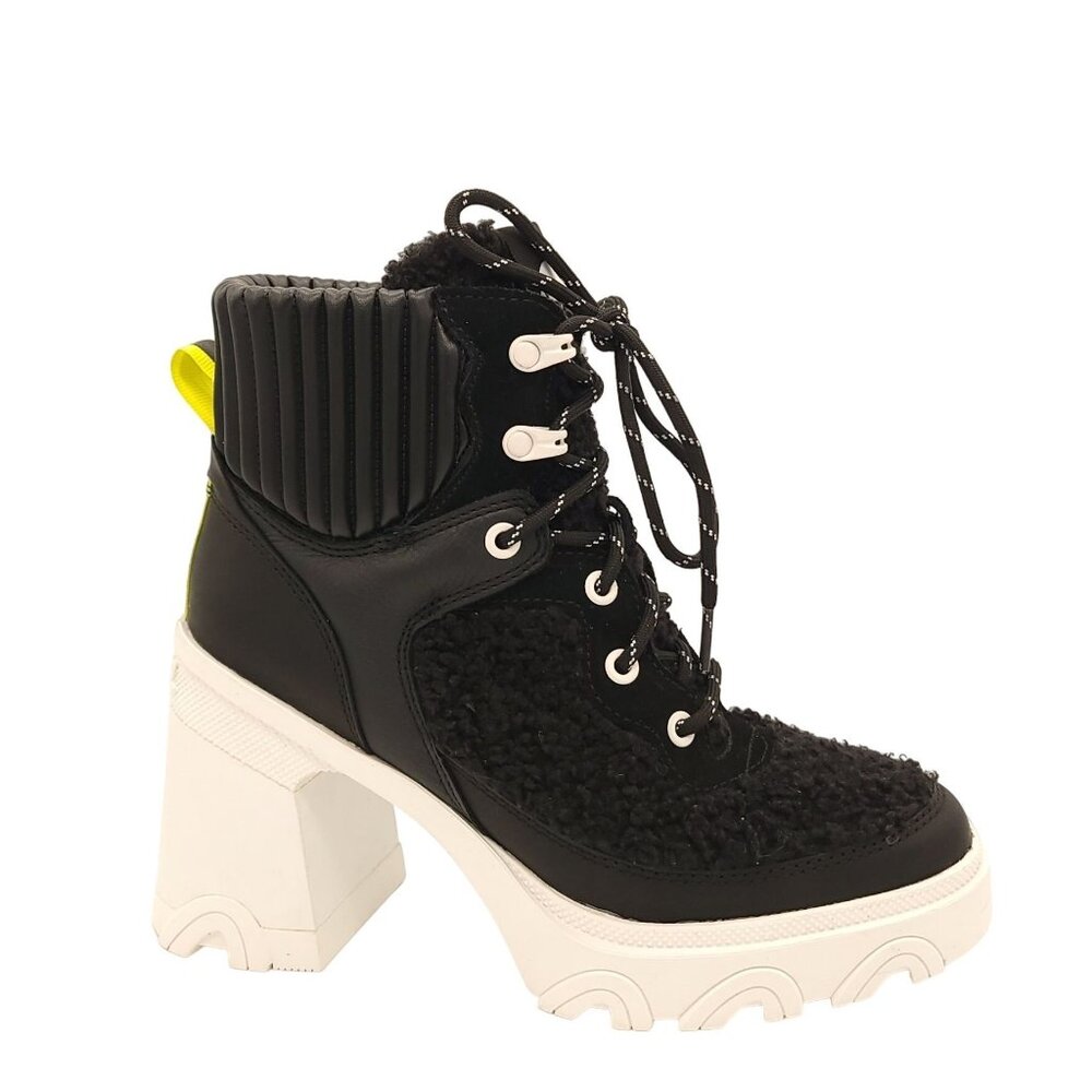 NEW Sorel Brex Heel Cozy Lace Boots Womens 10 Faux Fur Shearling Outdoors Chic